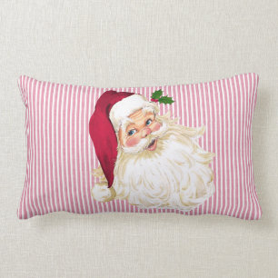 Cranberry Santa Claus Red & White Stripe Lumbar Pillow