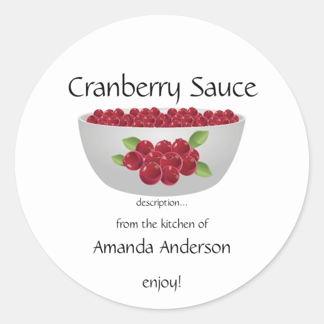 Cranberry Sauce Canning Classic Round Sticker (Front)