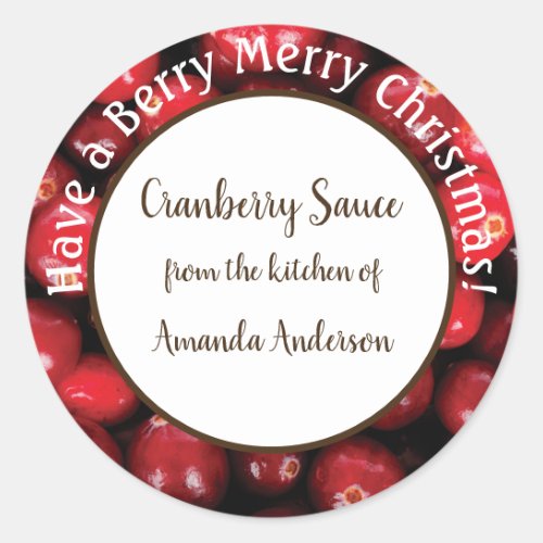 Cranberry Sauce Christmas Round Product Label