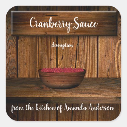Cranberry Sauce Rustic Wood Product Label