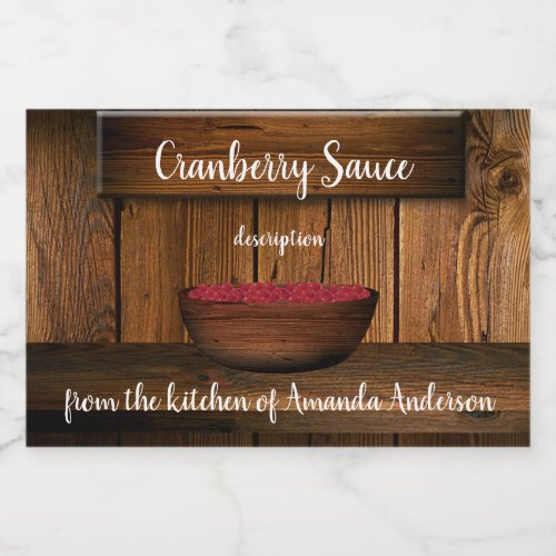 Cranberry Sauce Rustic Wood Product Label 3x2