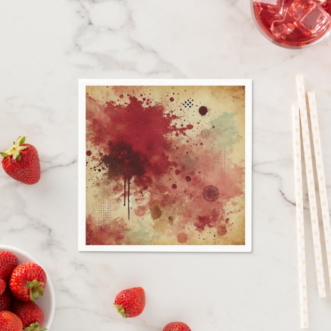Cranberry Spice Splatter Distressed Ink Decoupage Napkins (Insitu)