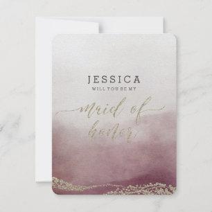 Cranberry Watercolor Will You Be My Maid of Honor Invitation