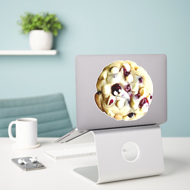 Cranberry White Chocolate Cookie Sticker (Laptop On Desk)
