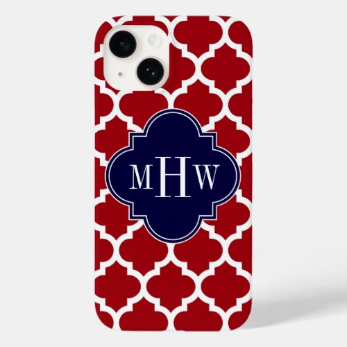 Cranberry Wht Moroccan 5 Navy Blue Name Monogram  Case_Mate iPhone 14 Case