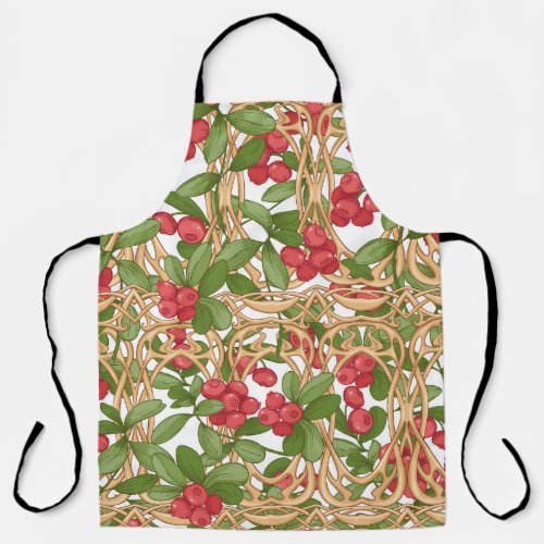 Cranberry Wicker Basket Graphic Drawing Apron
