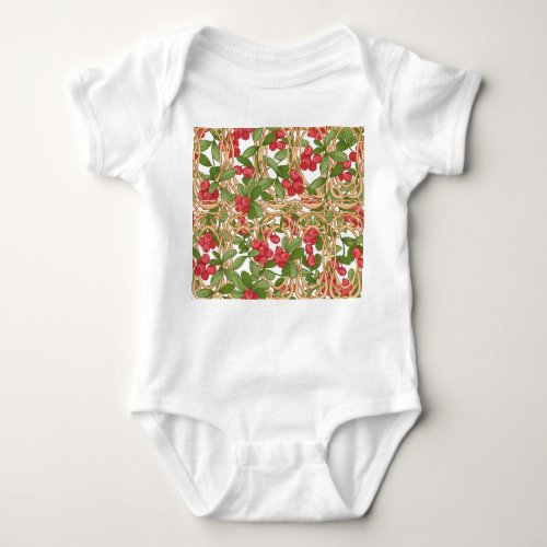 Cranberry Wicker Basket Graphic Drawing Baby Bodysuit