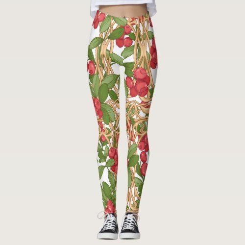 Cranberry Wicker Basket Graphic Drawing Leggings