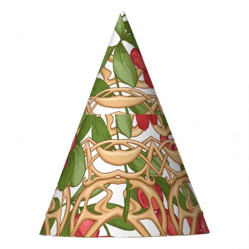 Cranberry Wicker Basket Graphic Drawing Party Hat