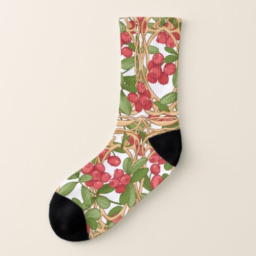 Cranberry Wicker Basket Graphic Drawing Socks