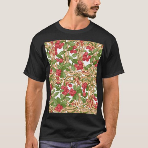 Cranberry Wicker Basket Graphic Drawing T_Shirt