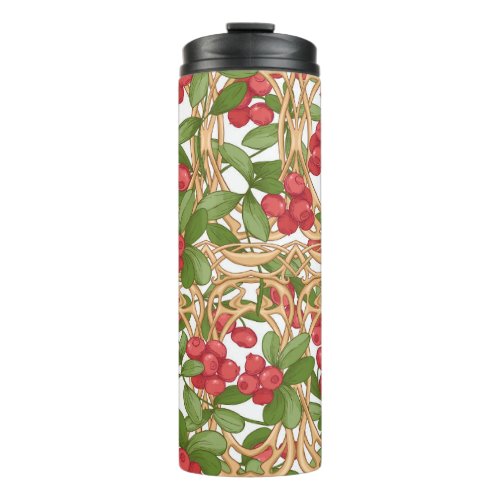 Cranberry Wicker Basket Graphic Drawing Thermal Tumbler
