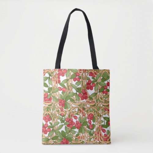 Cranberry Wicker Basket Graphic Drawing Tote Bag