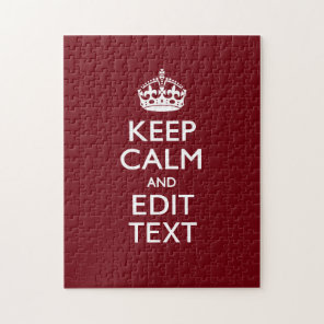 Cranberry Wine Burgundy Decor Keep Calm Your Text Jigsaw Puzzle