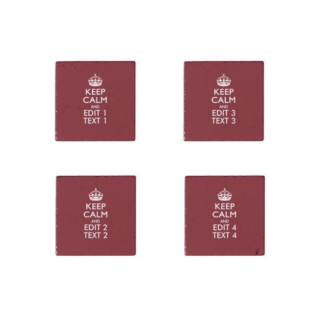 Cranberry Wine Burgundy Keep Calm and Your Text Stone Magnet (Front)