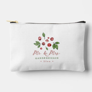Cranberry Winter Wedding Date Accessory Pouch