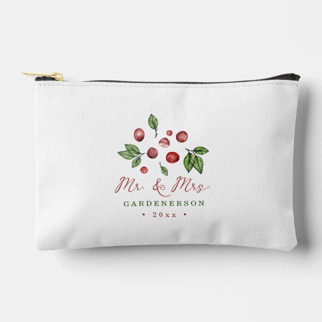 Cranberry Winter Wedding Date  Accessory Pouch (Front)