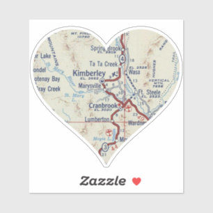 Cranbrook BC Vintage Map Sticker