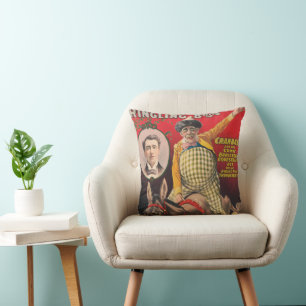 Crandall The Clown Performing With His Mule Throw Pillow