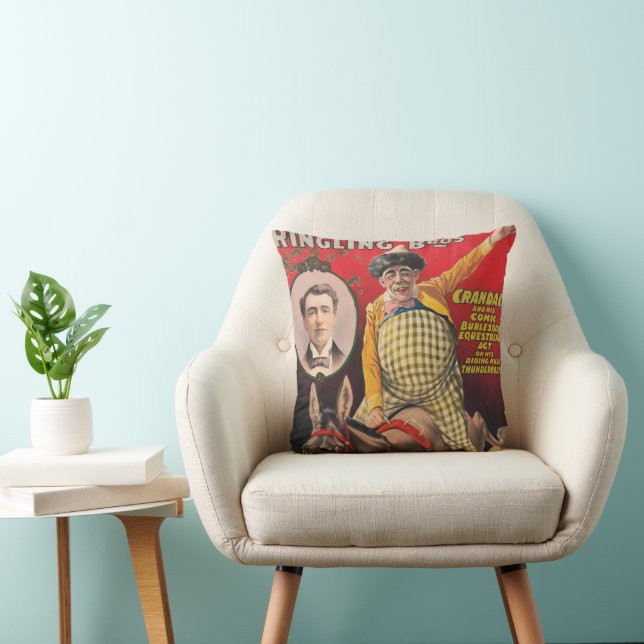 Crandall The Clown Performing With His Mule Throw Pillow (Chair)