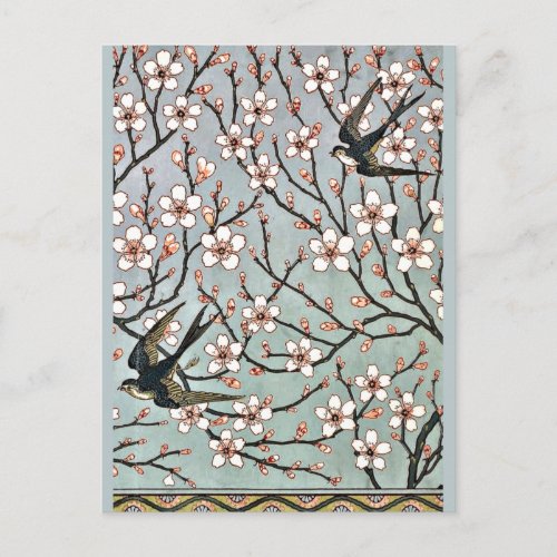 Crane _ Almond Blossoms and Swallows Postcard