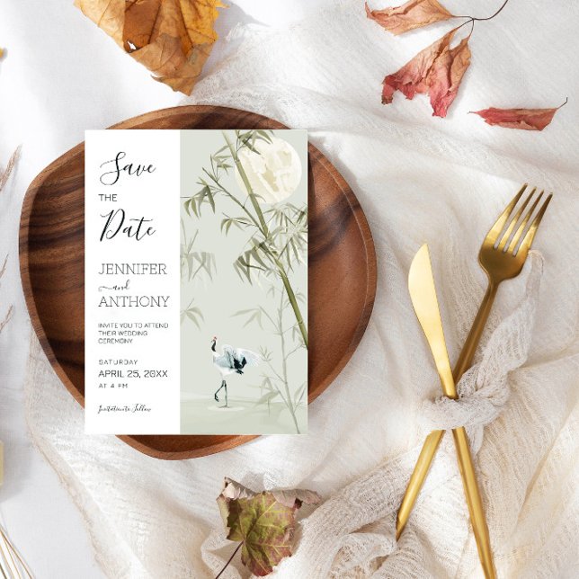 Crane and Bamboo Plant Save The Date (Creator Uploaded)