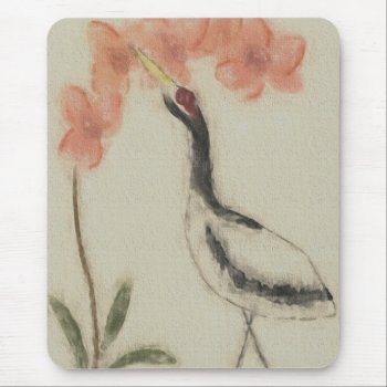 Crane And Orchid Mousepad by sfcount at Zazzle