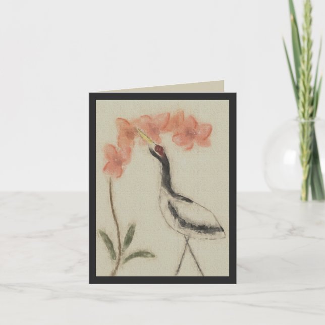 Crane and Orchid Note Card (Front)