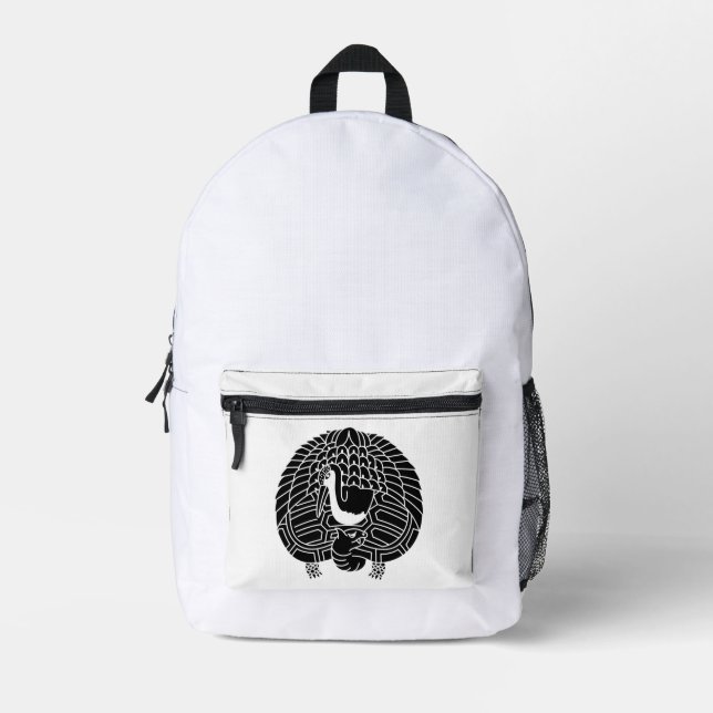 Crane and turtle printed backpack (Front)