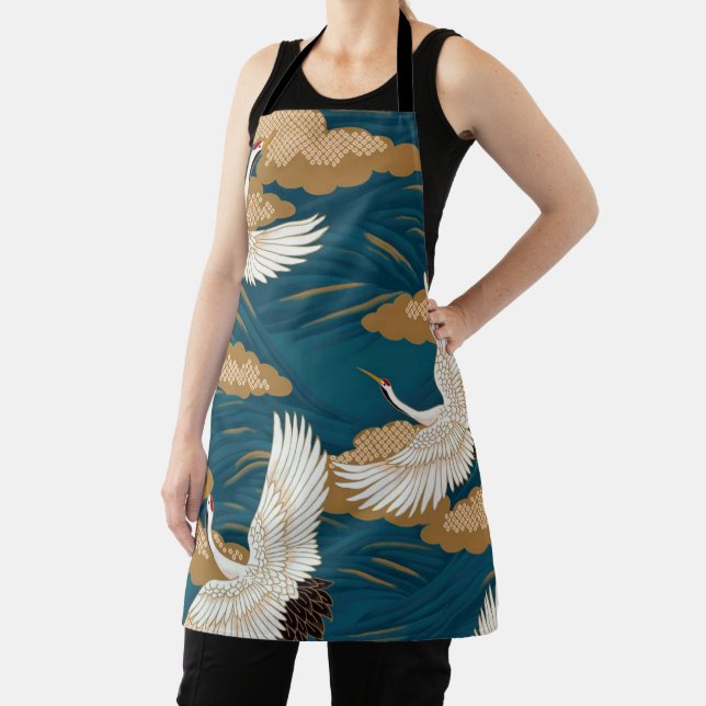 Crane and Wave, Japanese Design Apron (Insitu)