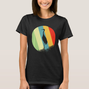 Crane Animal Round With Retro Colors T-Shirt