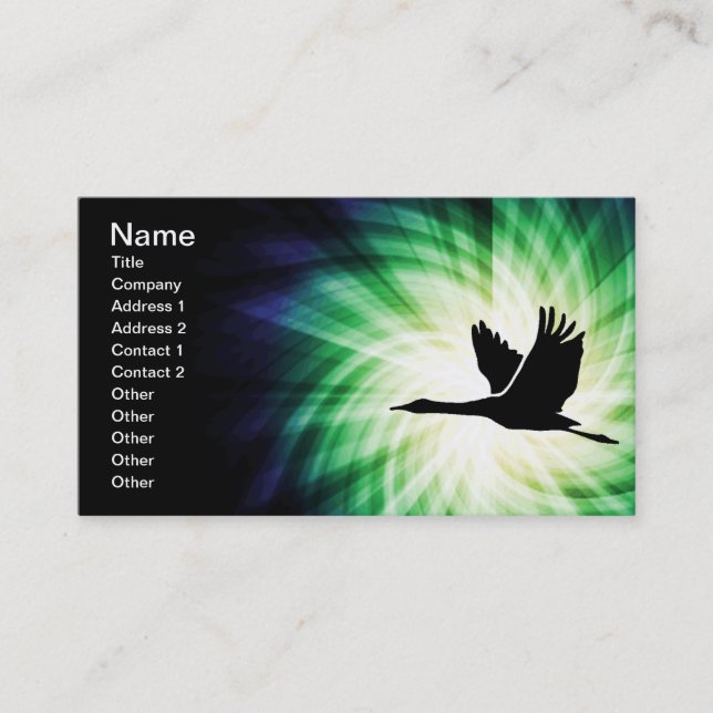 Crane; Bird Flying; Cool Business Card (Front)