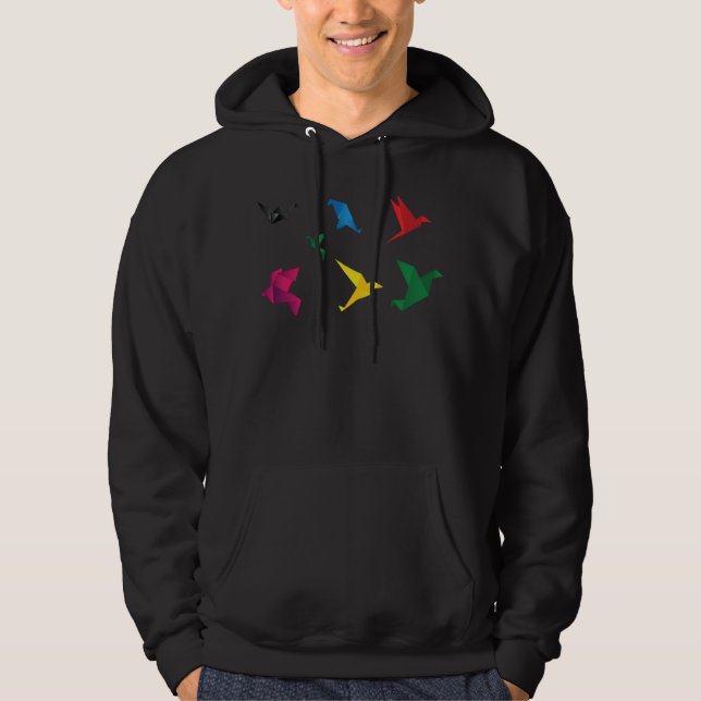 Crane bird paper origami icon hoodie (Front)