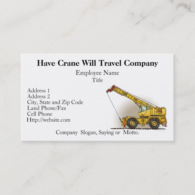 Crane Construction Business Cards (Front)