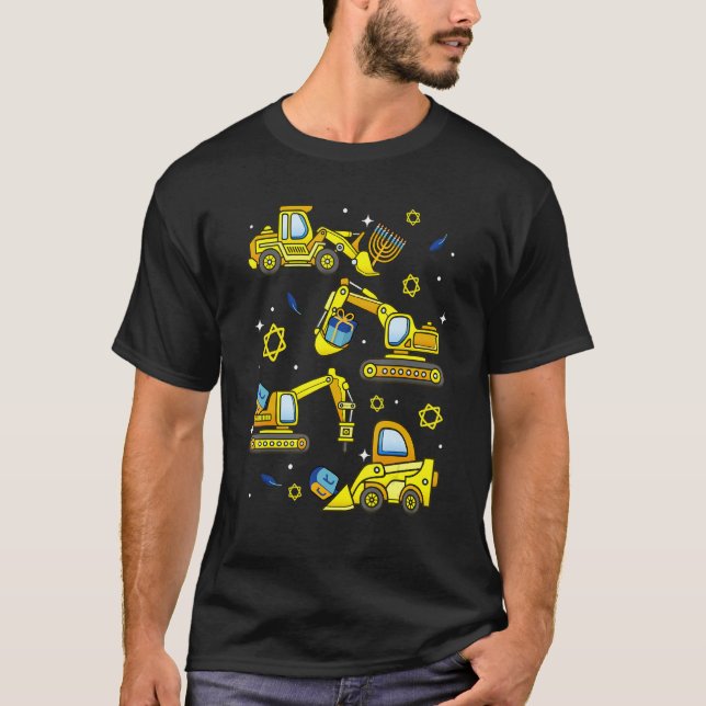 Crane Construction Chanukah Pajamas Toddler Boys H T-Shirt (Front)