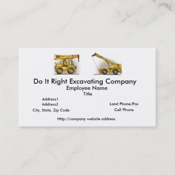 Crane Construction Equipment Business Card by justconstruction at Zazzle