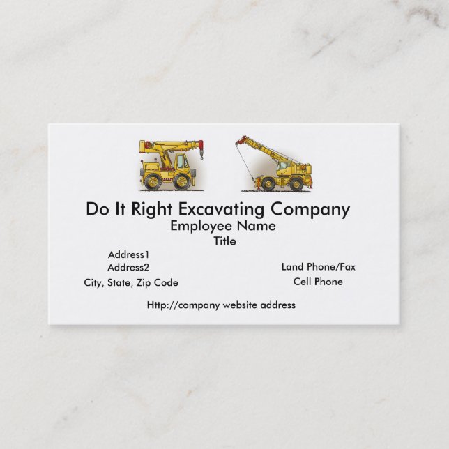 Crane Construction Equipment Business Card (Front)