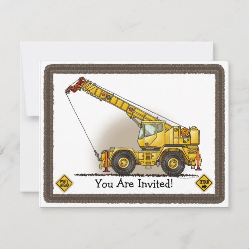 Crane Construction Kids Party Invitation