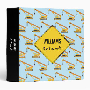 Crane Construction Truck Artwork Artist Keepsake 3 Ring Binder