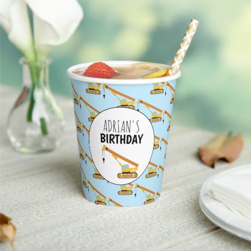 Crane Construction Truck Boy Birthday Party Paper Cups