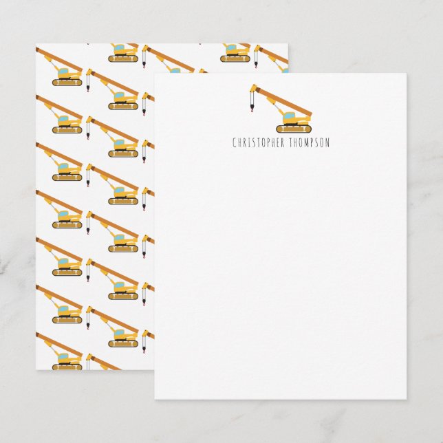 Crane Construction Truck Kids Children's Note Card (Front/Back)