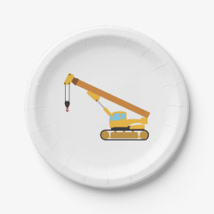 Crane Construction Truck Paper Plates