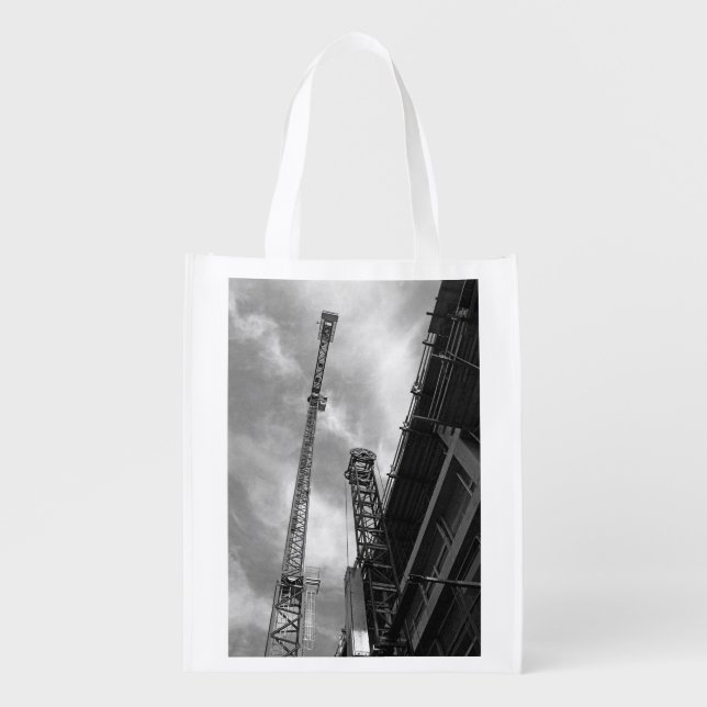 Crane & Counterweight Construction Equipment Photo Grocery Bag (Front)