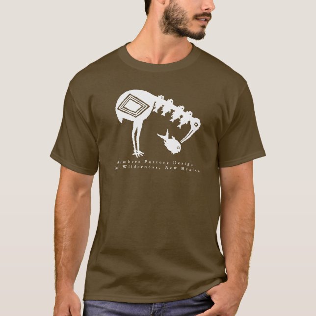 Crane Eating Fish - Mimbres Pottery Design T-Shirt (Front)