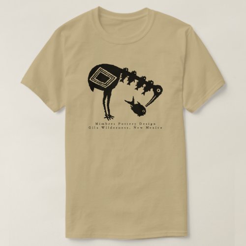 Crane Eating Fish _ Mimbres Pottery Design T_Shirt