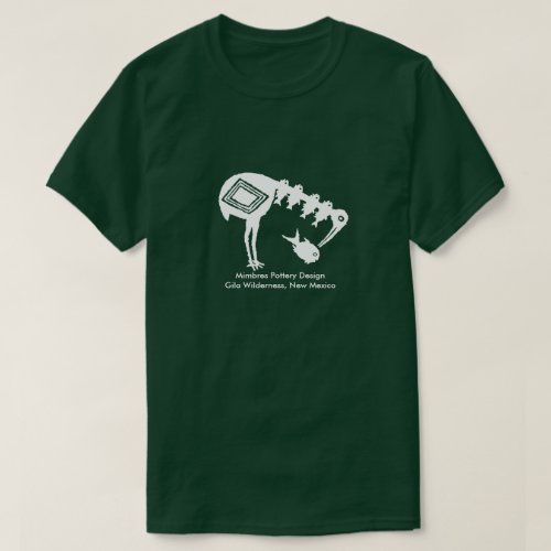 Crane Eating Fish _ Mimbres Pottery Design T_Shirt