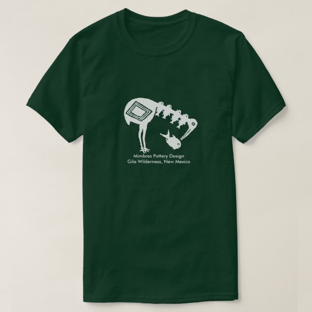 Crane Eating Fish - Mimbres Pottery Design T-Shirt (Design Front)