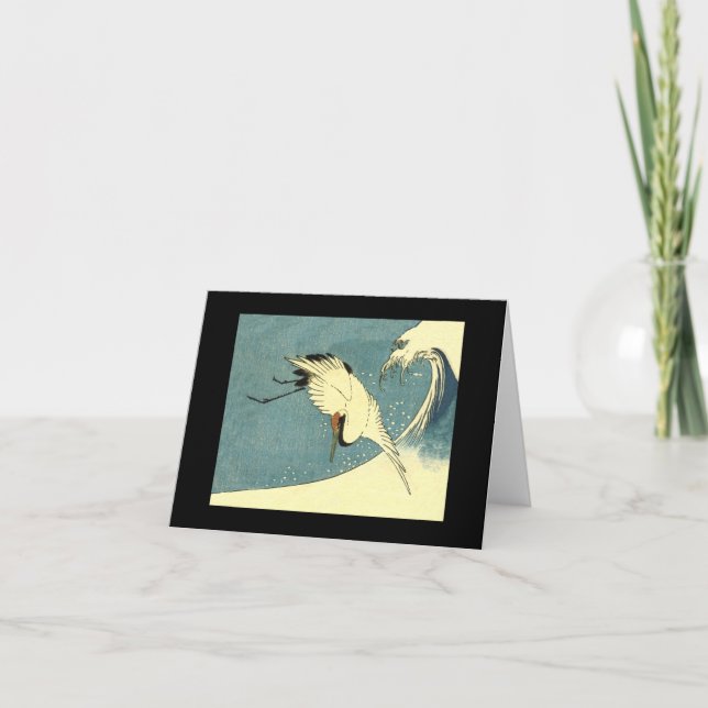 Crane Flying in a Wave Note Card (Front)