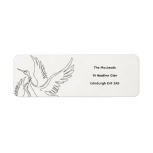 Crane Lotus Botanical Ink Garden Label