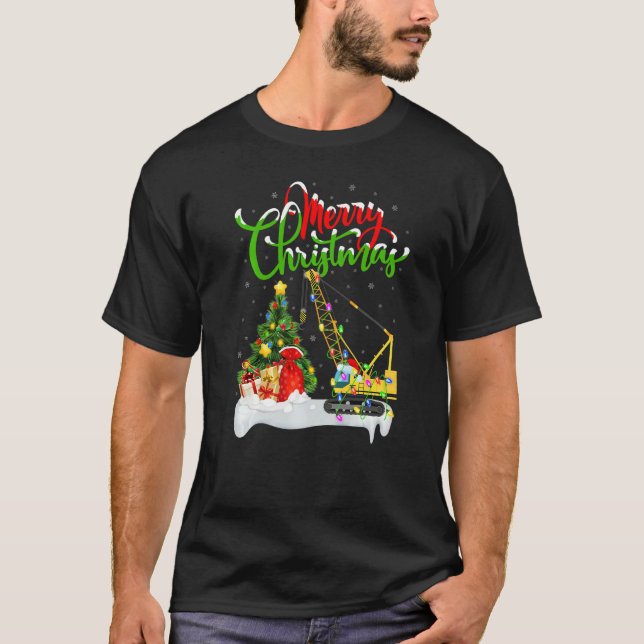 Crane Machine Xmas Decorations Santa Crane Christm T-Shirt (Front)